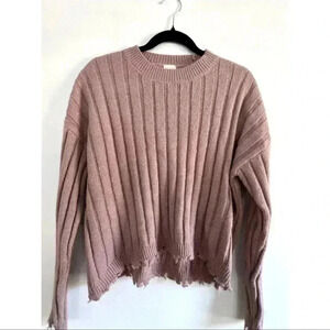 Mauve Raw Edge Knit Sweater Women’s Medium